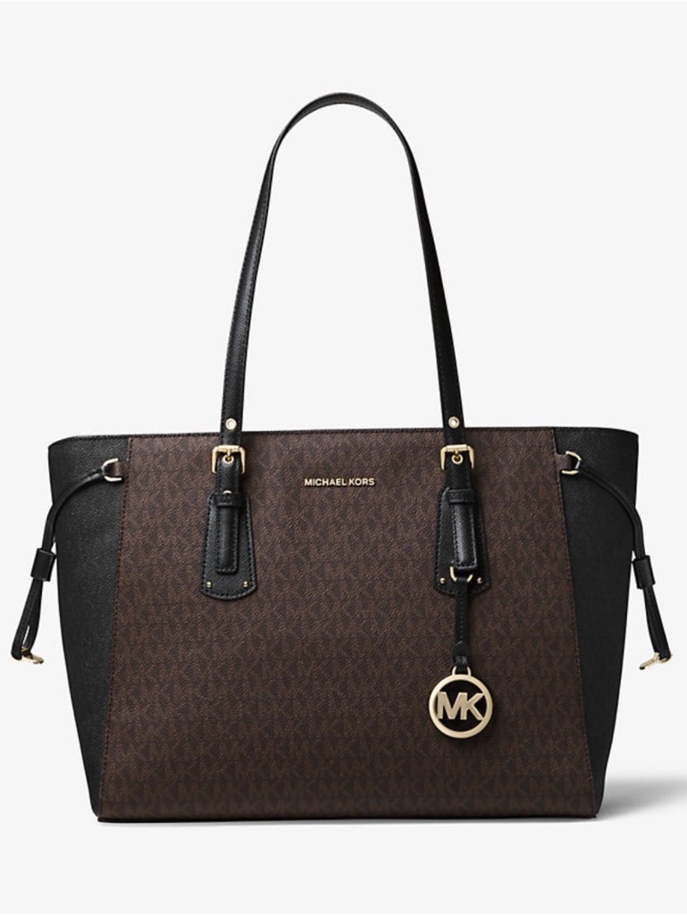 ✨ MICHAEL Michael Kors Voyager Logo Tote – Brown & Black ✨